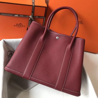 Fashion Hermes Garden Party 36 Bag In Bordeaux Clemence Leather JM919lx86