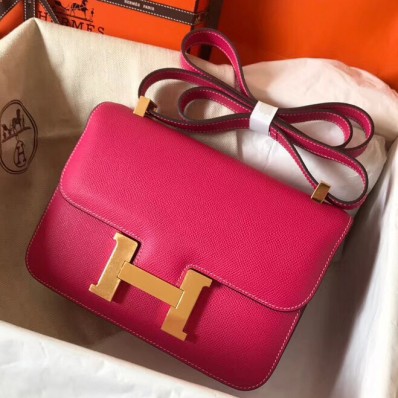Hermes Constance 24 Handmade Bag In Rose Red Epsom Leather JM1365NG76
