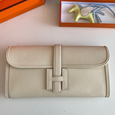 Hermes Jige Elan 29 Clutch Bag In Craie Epsom Leather JM379Bk18