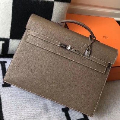 Hermes Kelly Depeche 38 Briefcase In Taupe Calfskin JM1914dV68