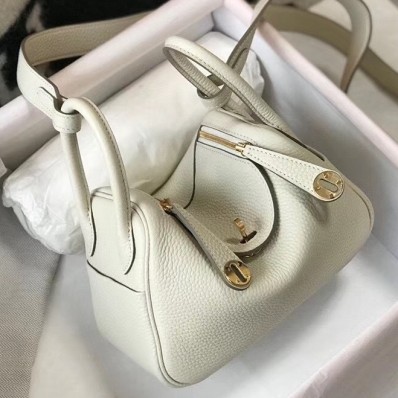 Hermes Lindy Mini Bag In White Clemence Leather GHW JM1183Oq54