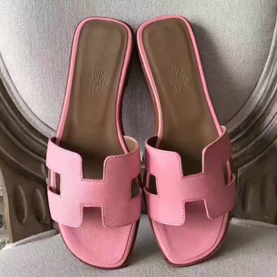 Hermes Oran Sandals In Pink Epsom Leather JM225Wc12