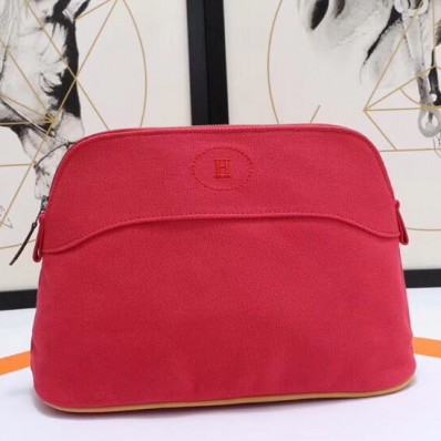 Imitation Hermes Medium Bolide Travel Case In Red Cotton JM793RD67