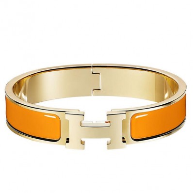 Knockoff Hermes Orange Enamel Clic H PM Bracelet JM1712pO91