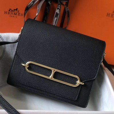 Replica Hermes Mini Sac Roulis 18cm Bag In Black Evercolor Calfskin JM1018IV87