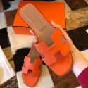 AAA Imitation Hermes Oran Slide Sandals In Orange Clemence Leather JM843fr81