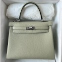 AAAAA Replica Hermes Kelly Retourne 25 Handmade Bag In Sauge Clemence Leather JM745cd87