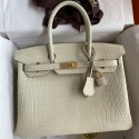 Copy AAA Hermes Birkin 30 Handmade Bag In Craie Crocodile Niloticus Matte Skin JM111CI68