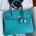 Fake AAAAA Hermes Birkin 30 Retourne Handmade Bag In Blue Paon Epsom Calfskin JM738YK70