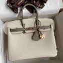 Fashion Imitation Hermes HSS Birkin 25 Bicolor Bag in Craie and Gris Asphalt Epsom Calfskin JM1631nM61