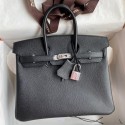 Hermes Birkin 25 Handmade Bag In Black Epsom Calfskin JM1452yK94