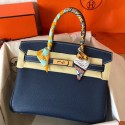 Hermes Birkin 30 Handmade Bag In Navy Blue Clemence Leather JM227bF80