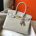 Hermes Birkin 30cm Bag In Pearl Grey Clemence Leather GHW JM1002vp28