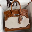 Hermes Ghillies Birkin 30cm Limited-edition Bag In Toile & Gold Swift Leather JM640SV68