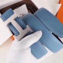 Hermes H Belt Buckle & Blue Clemence 32 MM Strap JM35zN56