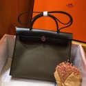 Hermes Herbag Zip 31cm Bag In Black And Canopee JM85fo19