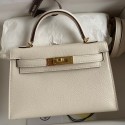 Hermes Kelly Mini II Sellier Handmade Bag In Nata Chevre Mysore Leather JM1922fj51