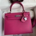 Hermes Kelly Sellier 25 Handmade Bag In Rose Purple Epsom Calfskin JM1064Bo39