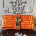 Hermes Medor Clutch Bag In Orange Crocodile Leather JM555WE81