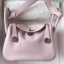 Hermes Mini Lindy Handmade Bag In Mauve Pale Swift Leather JM1300vp28