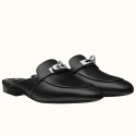Hermes Oz Mules In Noir Calfskin JM202ZZ98