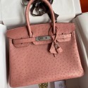 Imitation Cheap Hermes Birkin 30 Retourne Handmade Bag In Terre Cuite Ostrich Leather JM569iu55