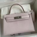 Knockoff Best Hermes Kelly Mini II Sellier Handmade Bag In Mauve Pale Chevre Mysore Leather JM2018Pu45