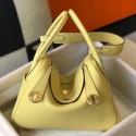 Knockoff Hermes Lindy 30cm Bag In Jaune Poussin Clemence Leather GHW JM1478DM70