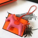 Knockoff Hermes Rodeo Horse Bag Charm In Pink/Orange Leather JM1545AT21