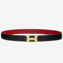 Replica Designer Hermes Mini Constance 24mm Reversible Belt Black/Red JM1182Le42