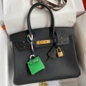 Replica Hermes Birkin 30 Retourne Handmade Bag In Black Clemence Leather JM1831pe68