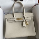 Replica Hermes Birkin 30 Retourne Handmade Bag In Craie Clemence Leather JM1474Xe44
