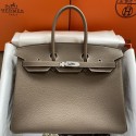 Replica Hermes Birkin 35 Retourne Handmade Bag In Taupe Clemence Leather JM1323iH93
