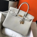 Replica Hermes Birkin 35cm Bag In Pearl Grey Clemence Leather GHW JM1785Va47