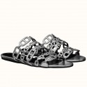 Replica Hermes Thalassa Sandals In Silver Metallic Calfskin JM1316IV87