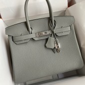 AAA Hermes Birkin 30 Retourne Handmade Bag In Girls Mouette Clemence Leather JM381DY28