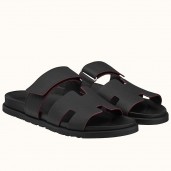 Copy Hermes Women's Chypre Sandals In Black Epsom Calfskin JM1872Wq19