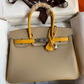 Hermes HSS Birkin 30 Bicolor Bag in Trench and Yellow Epsom Calfskin JM95fN93
