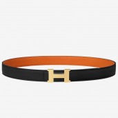 Hermes Mini Constance 24mm Reversible Belt Black/Orange JM2049jq27
