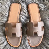 Hermes Oran Sandals In Taupe Swift Leather JM967Lp50