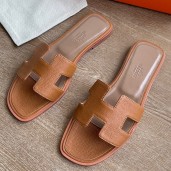 Hermes Oran Slide Sandals In Gold Epsom Calfskin JM713Yf74