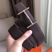 Imitation Hermes H d'Ancre Reversible Belt In Cafe/Noir Leather JM279qe74