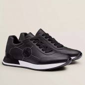 Imitation Hermes Men's Drive Sneakers In Black Leather JM831if87