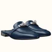 Knockoff Hermes Oz Mules In Dark Blue Calfskin JM1399jI43