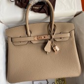 Replica Hermes Birkin 30 Retourne Handmade Bag In Trench Clemence Leather JM1073gn30