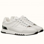 Top Hermes Men's Trail Sneakers In White Calfskin Leather JM1887He97