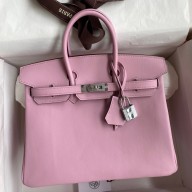 Copy Hermes Birkin 25 Retourne Handmade Bag In Mauve Sylvestre Swift Calfskin JM1845uk73