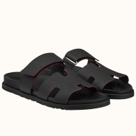 Copy Hermes Women's Chypre Sandals In Black Epsom Calfskin JM1872Wq19