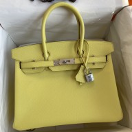 Hermes Birkin 30 Retourne Handmade Bag In Lime Epsom Calfskin JM1370xh67
