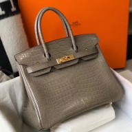 Hermes Birkin 30cm Bag In Taupe Embossed Crocodile Leather JM1067NG76